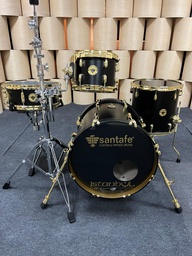 [9212] Set Abd Custom Jazz 18/10/14F/14x5.6&quot; Negro Opaco, Detalles Sparkle Oro, Bellotas Oro